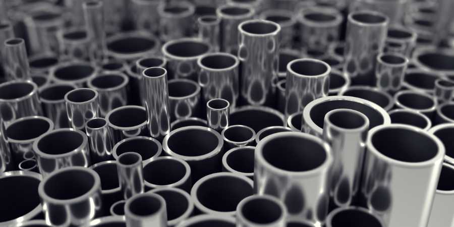 Stack steel pipes with depth of field effect
