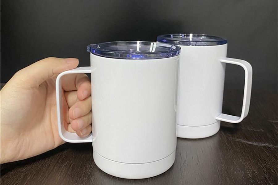 White travel mug blanks with double-wall insulation