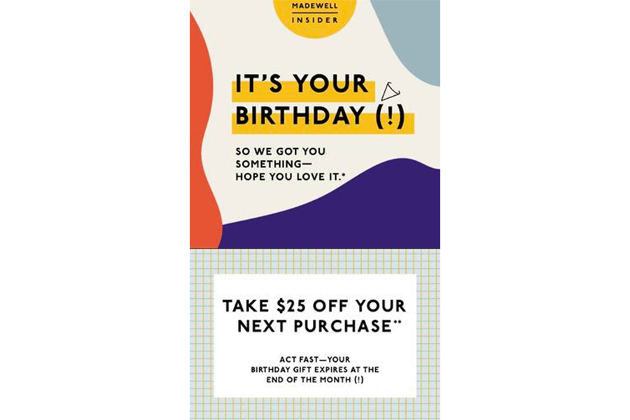 A birthday $25 discount email sample
