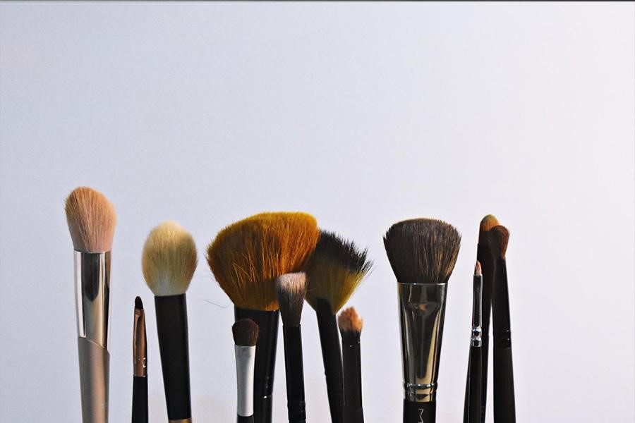 A stylish set of makeup and skincare brushes
