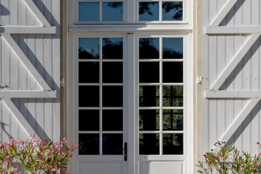 A white color French door