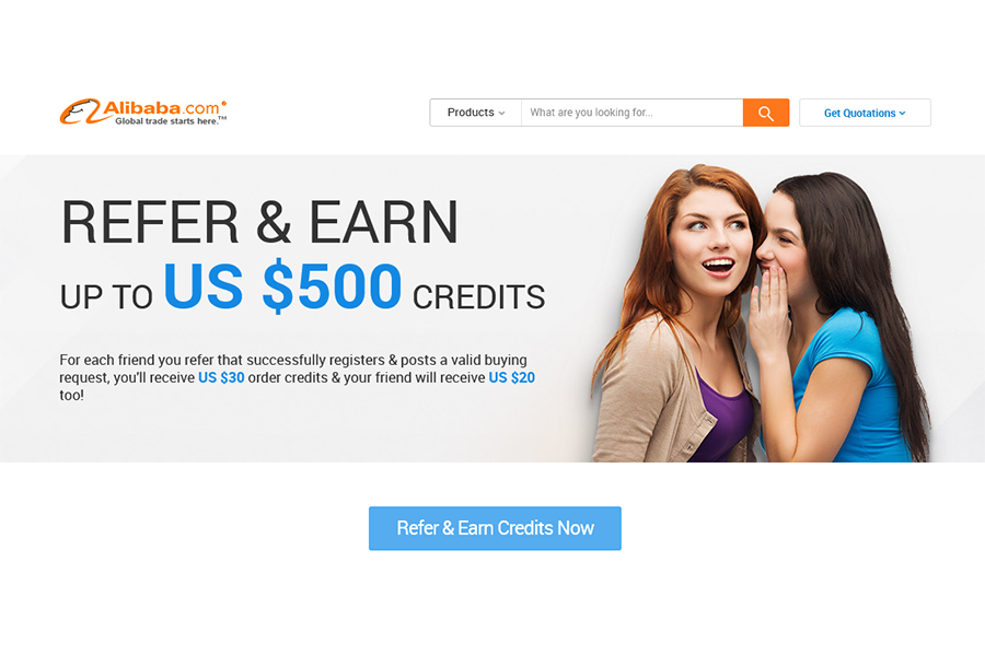 Alibaba’s refer and earn referral program