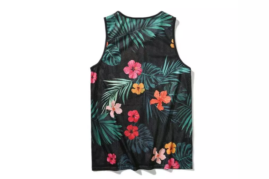 Breathable tank top for men with floral prints