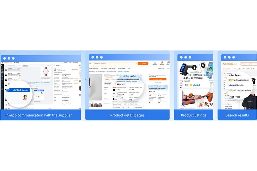Four screenshots displaying the blue Verified logo