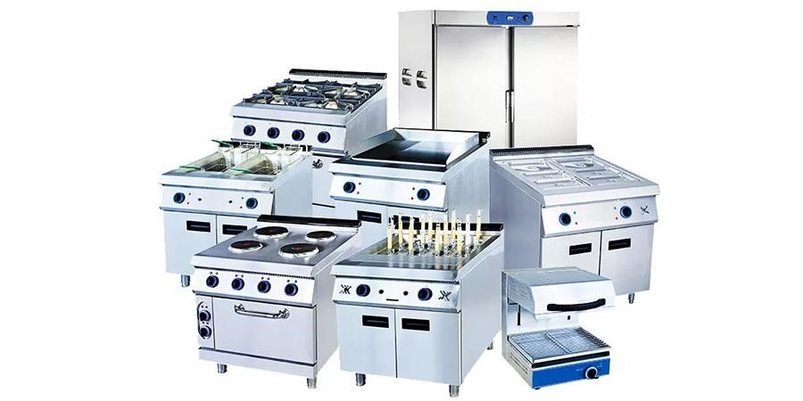 Full set of stainless-steel commercial kitchen equipment