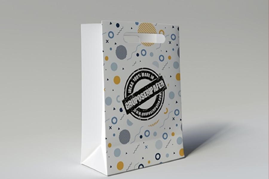 White paper bag packaging with handles