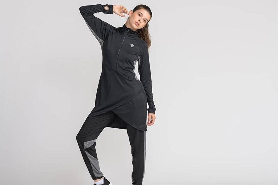 Woman in a modular training top and joggers