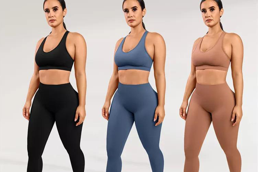 Woman in leggings and sports bra set