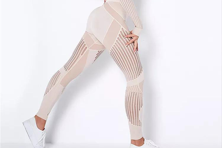 Woman wearing form-fitting compression leggings