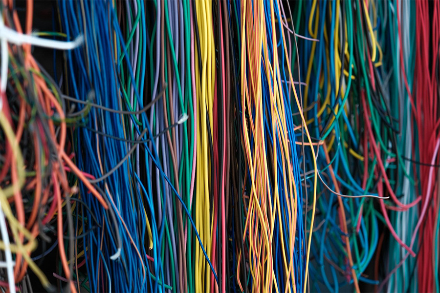 A set of colorful wires and cables