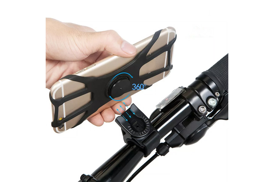 Black mobile phone holder for bike with 360-degree turn