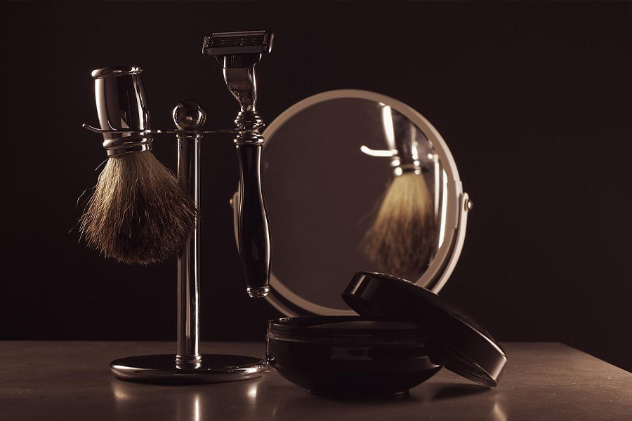 Close-up shot of an early grooming set