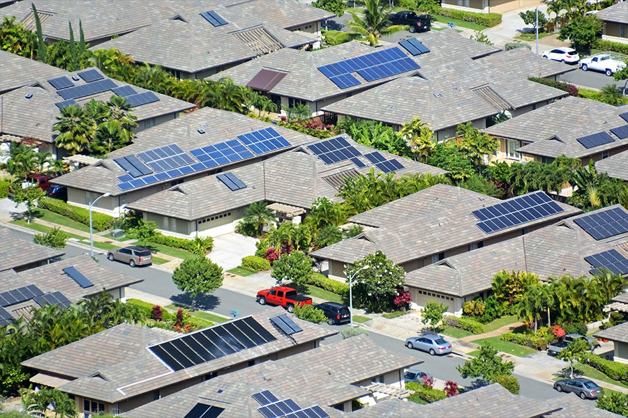 Distributed PV systems can be placed on rooftops to provide localized energy