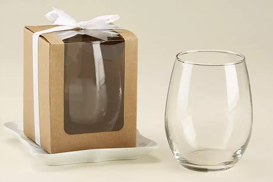 Glass packaging box with transparent window