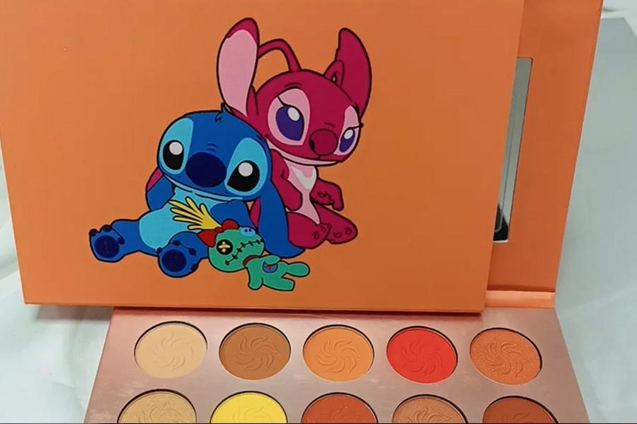 Lilo and Stitch themed makeup palette with eyeshadows