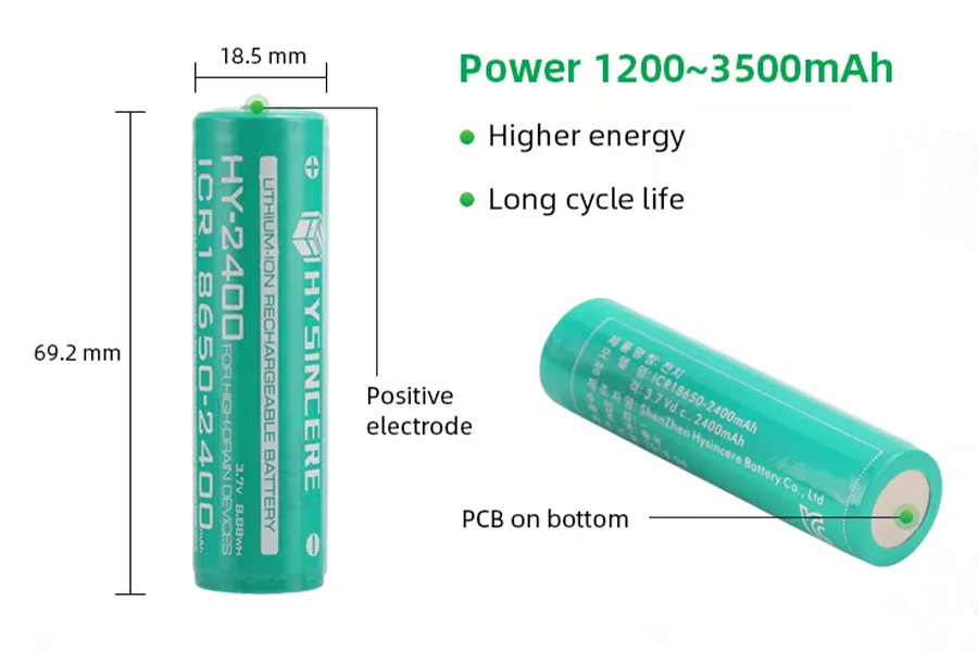 The dimensions and power capacity of a 18650 battery