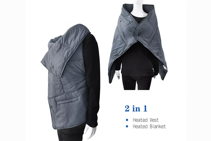 2-in-1 heated blanket that can be used as a vest