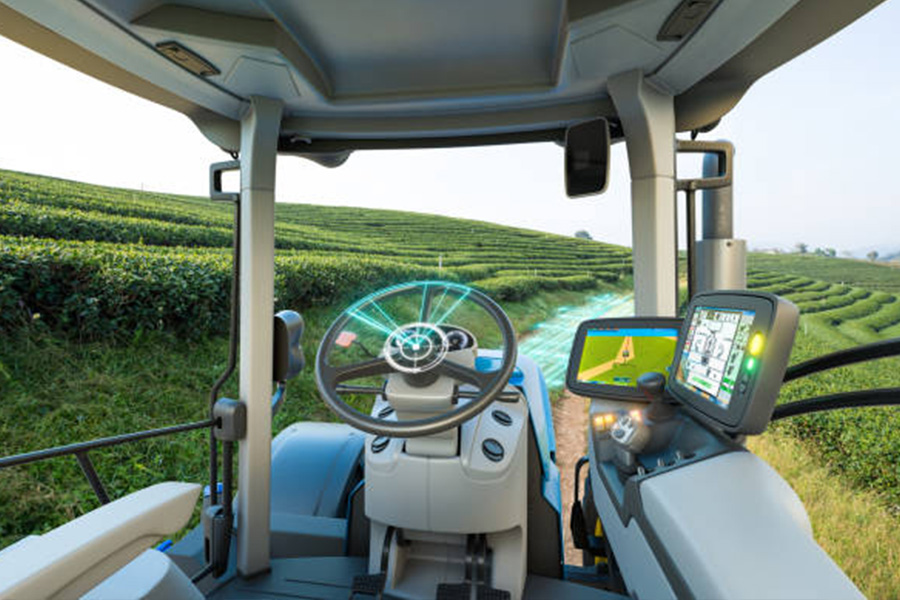 A 5G autonomous tractor working in a tea field