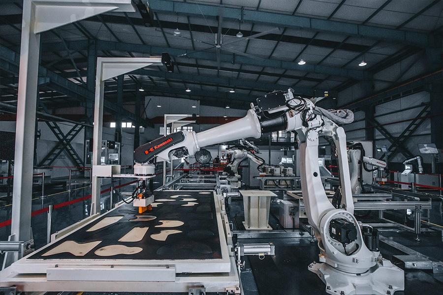 A robotic machine inside a factory