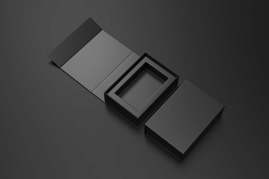 Blank folding box on a black background
