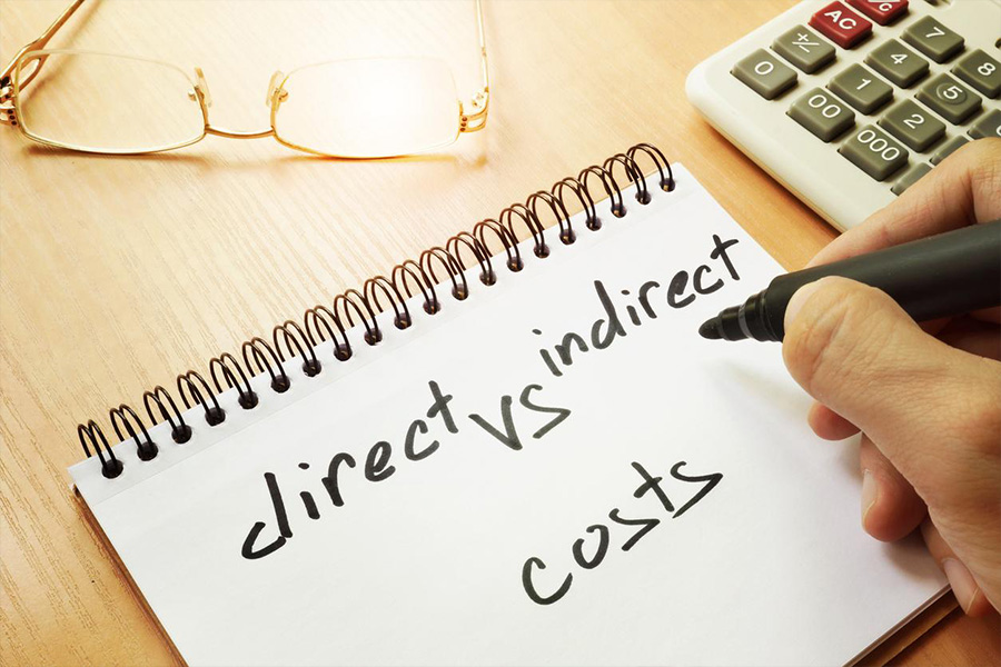 Direct vs indirect costs on written on a notebook