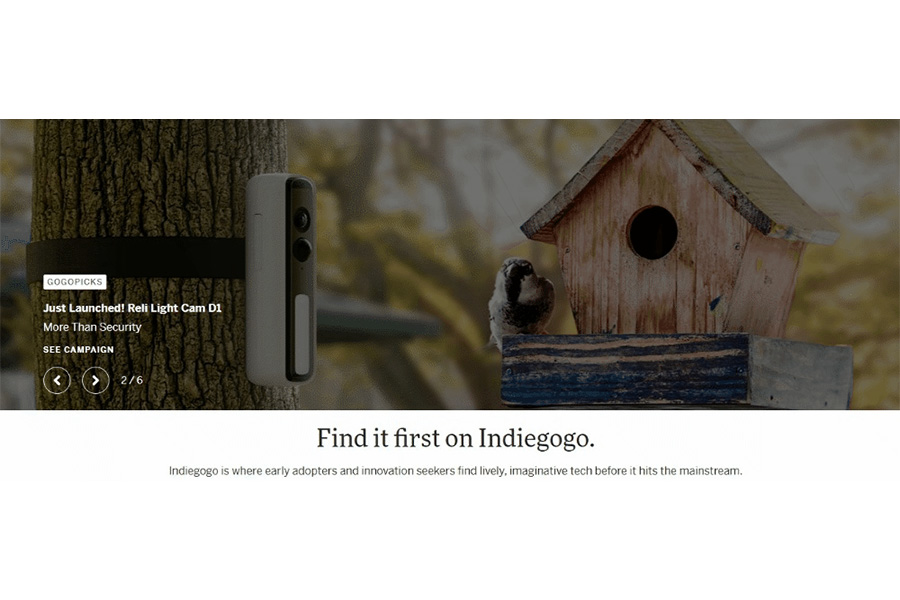 An image of Indiegogo’s homepage