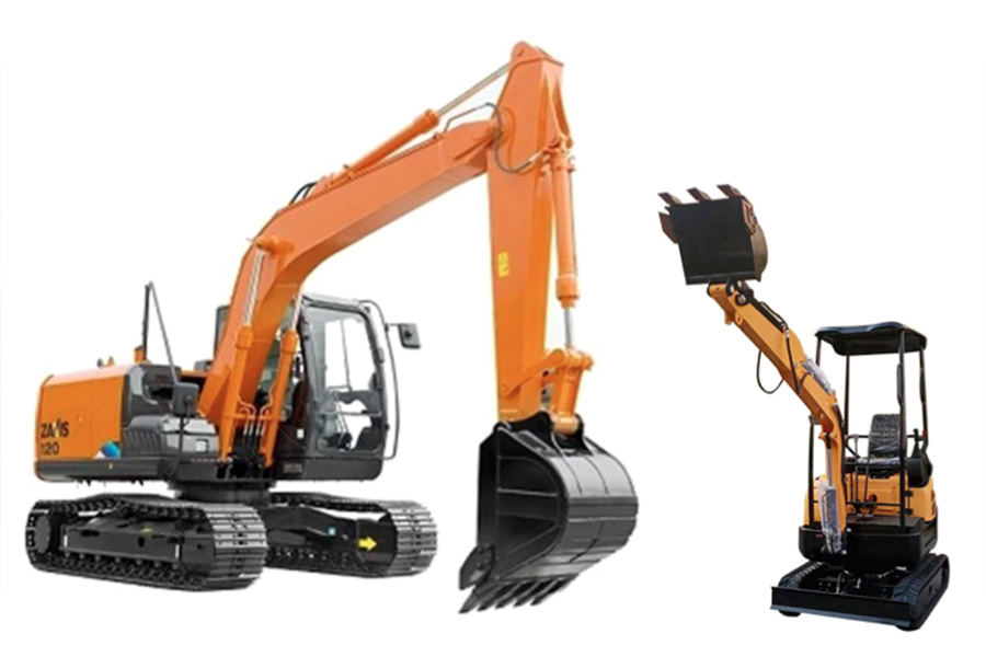 large excavator and mini excavator