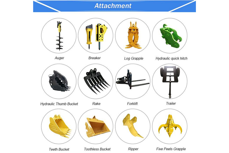mini excavators come with many different fittings