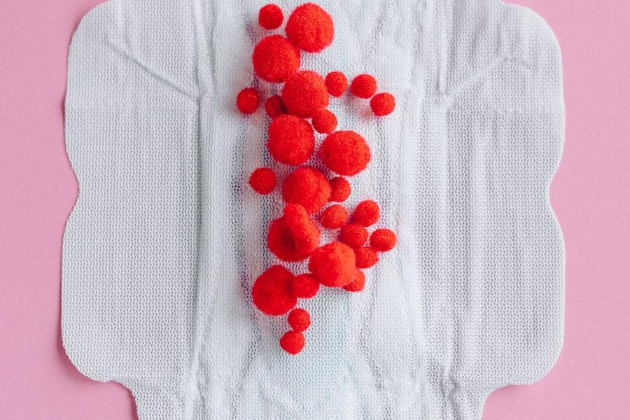 Reusable menstruation pad with red balls