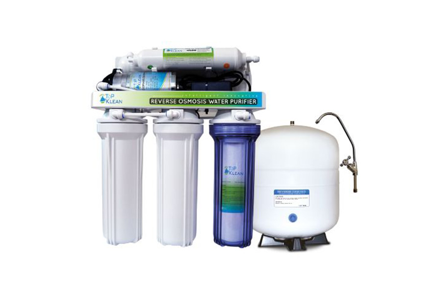 Rever osmosis water purifier on a white background