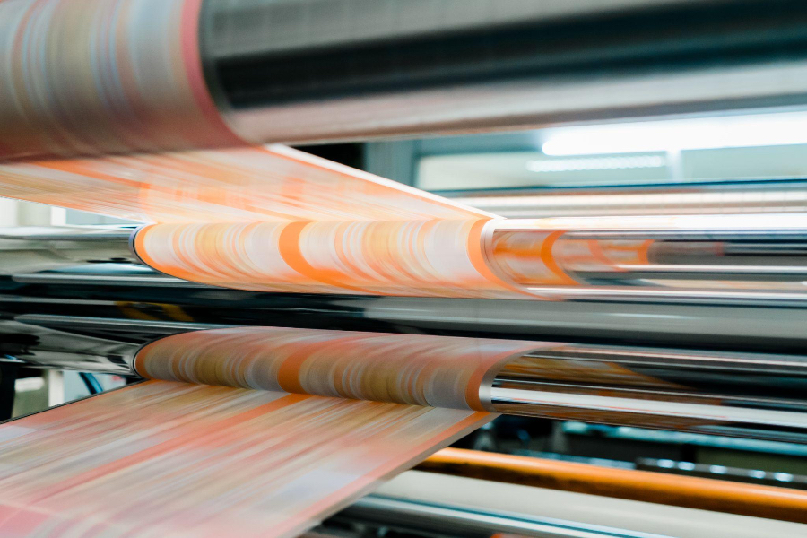 Rotogravure printing method used in flexible packaging line
