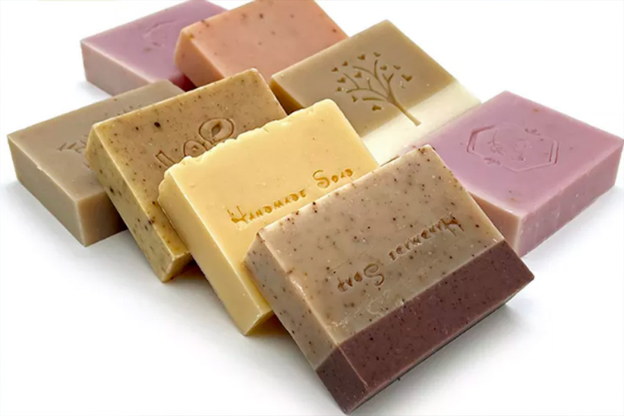 Series of solid soaps of different ingredients and colors