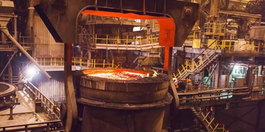 steel production in an industrial furnace