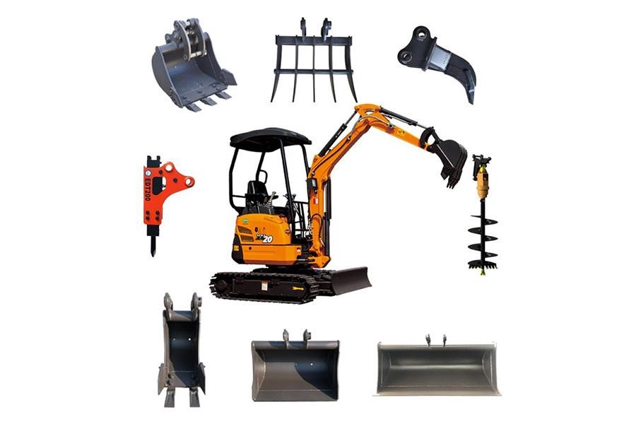 The 2 ton Rhinoceros XN20 excavator with multiple fittings