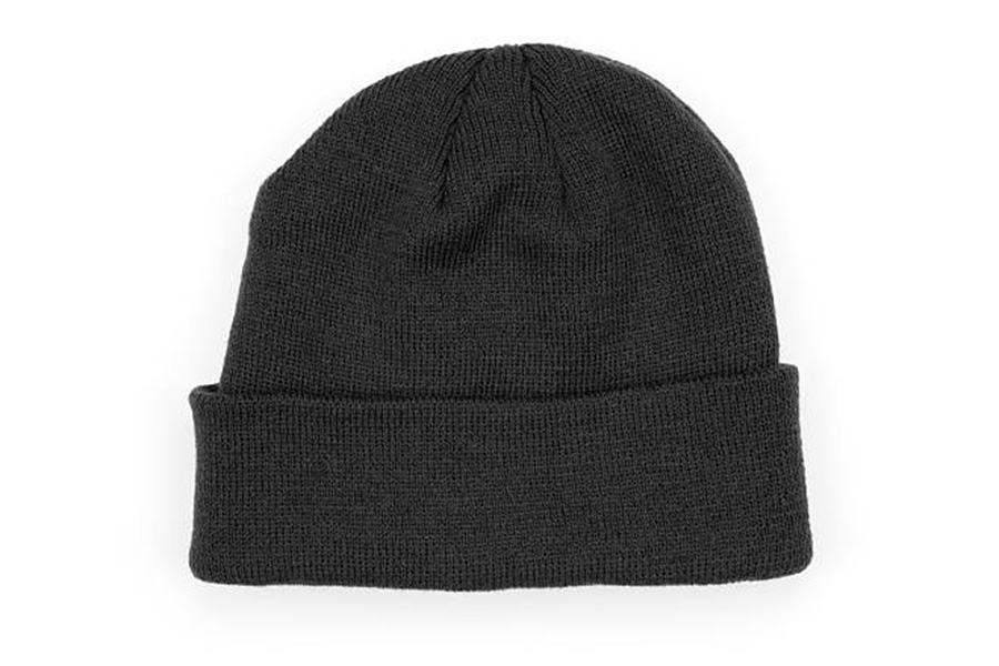 Traditional gray beanie on a white background