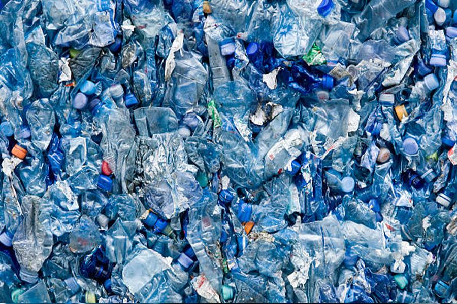 Used plastic water bottles on site