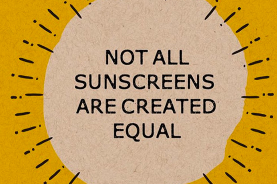 yellow background with text ‘not all sunscreens are created equal’