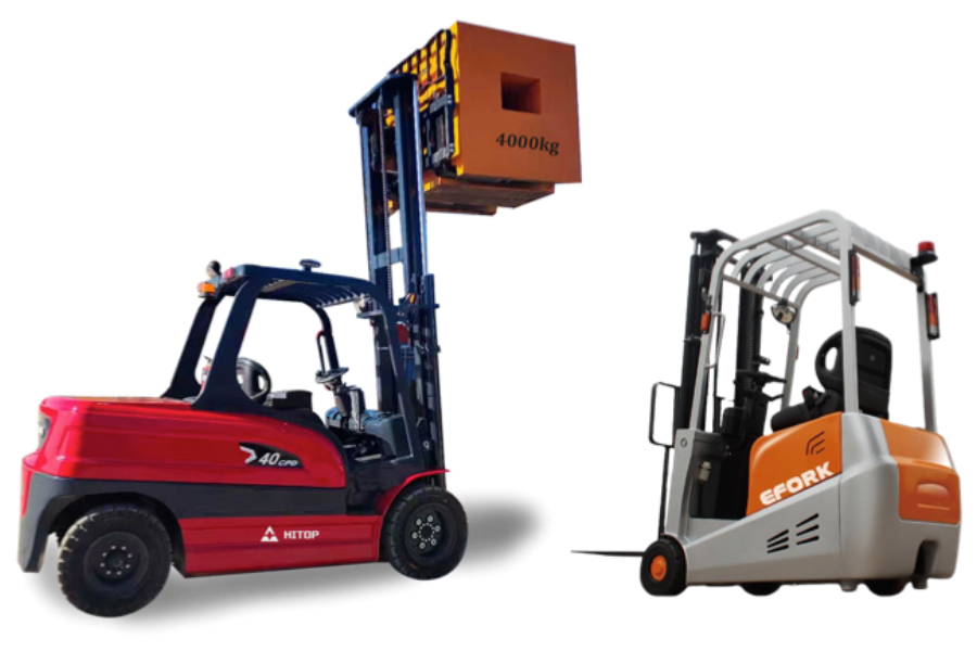 4-wheel and 3-wheel electric rider forklifts
