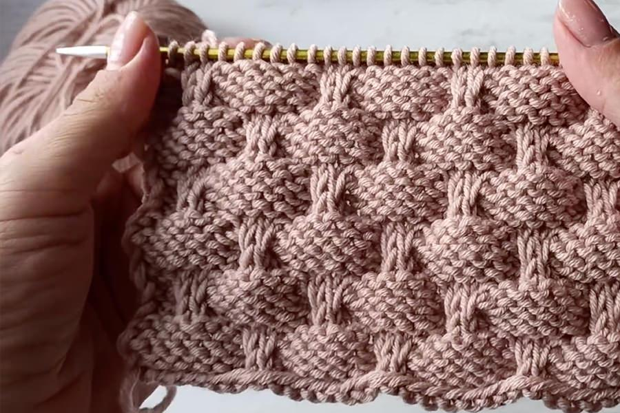 Close-up of basketweave stitch