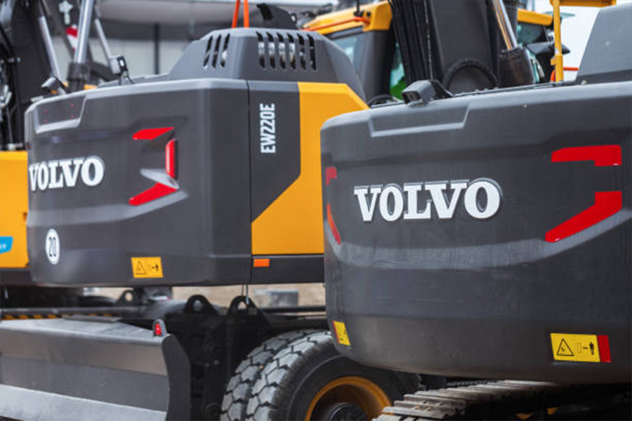 A close-up of Volvo construction machinery