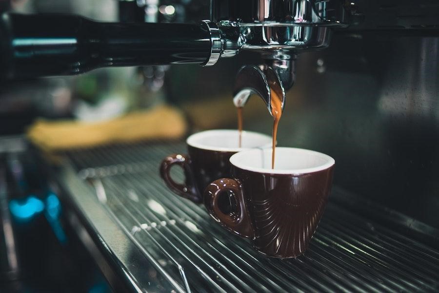 Coffee machine making two cups of coffee