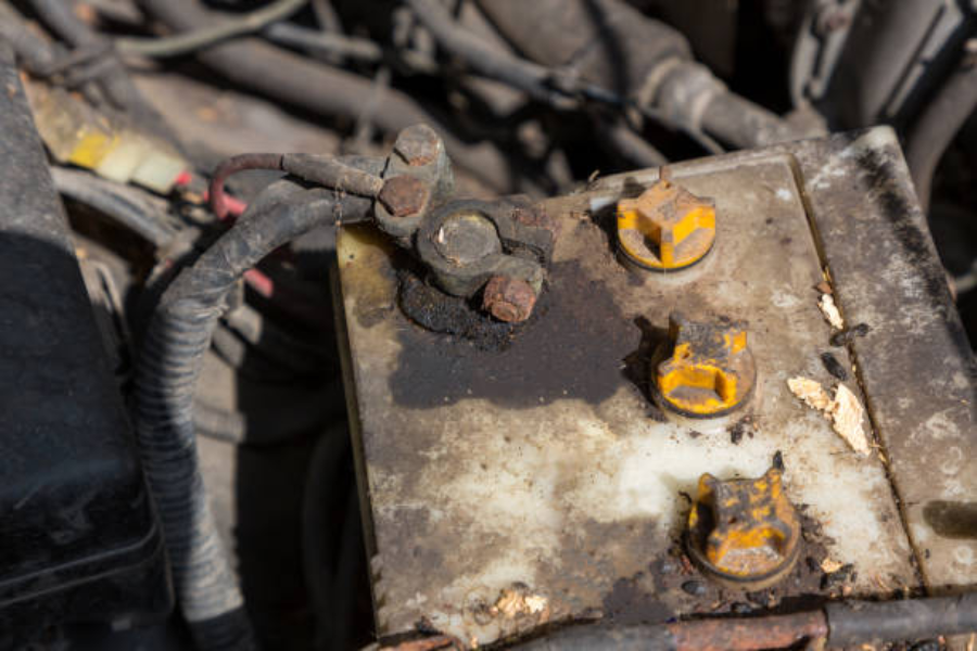corroded and dirty battery terminal