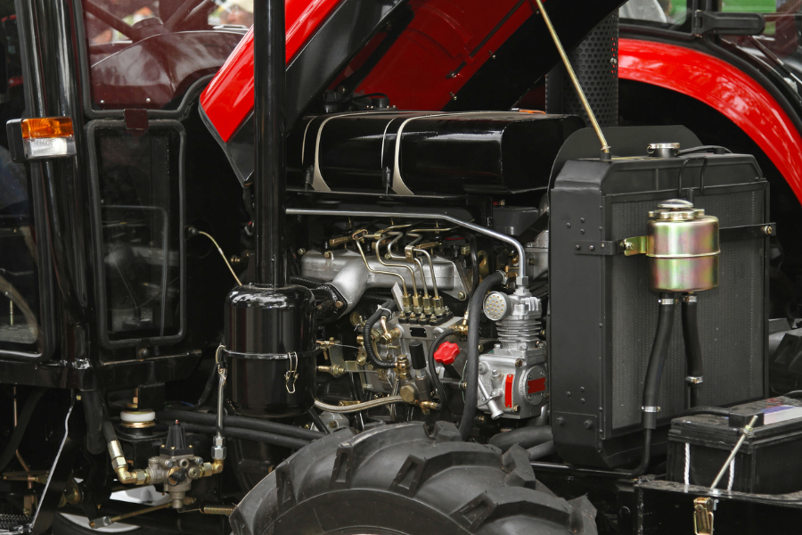 Diesel power engine at new tractor