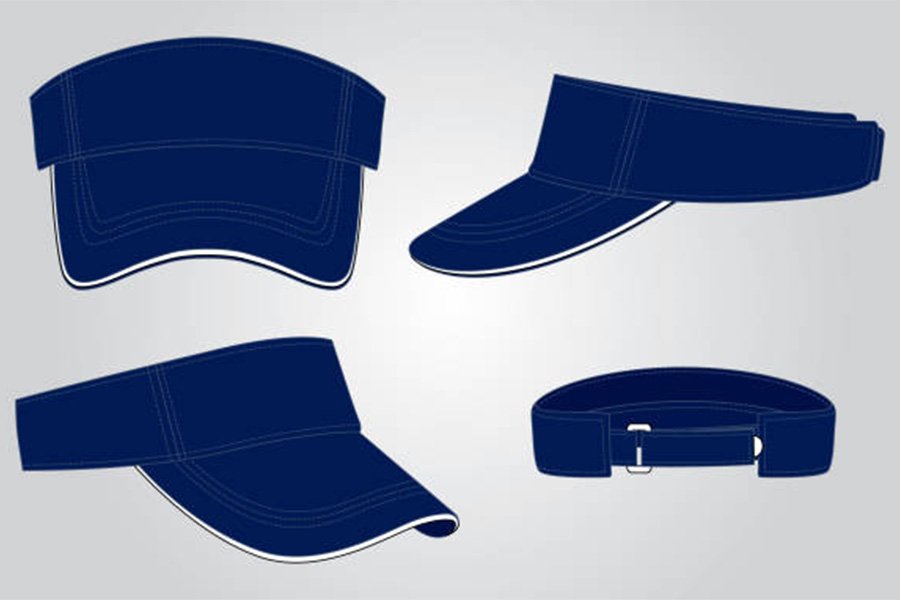 Different sides of a blue visor hat