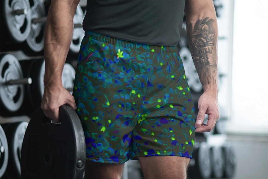 Man in the gym waearing amped up shorts