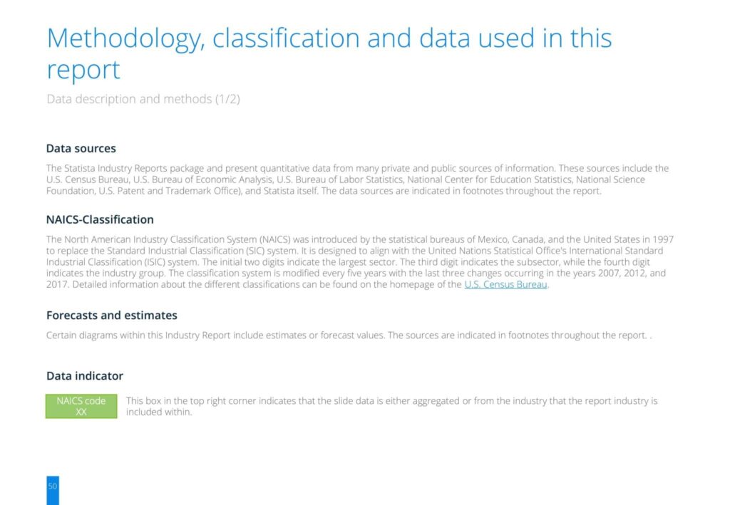 Methodology, classification and data used in this report
