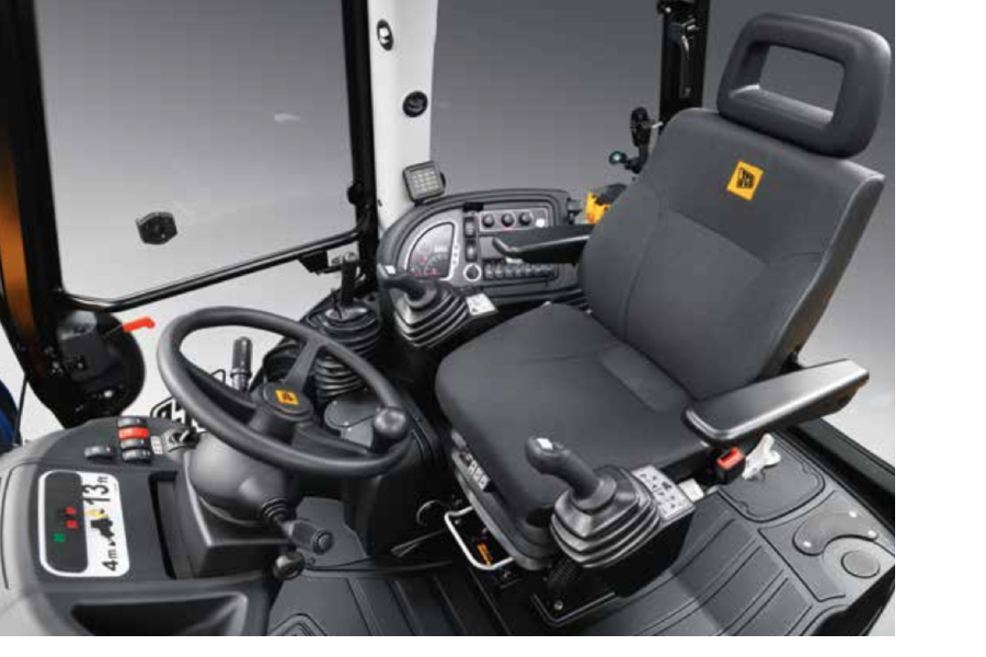 the JCB ergonomic controls have seat mounted joysticks