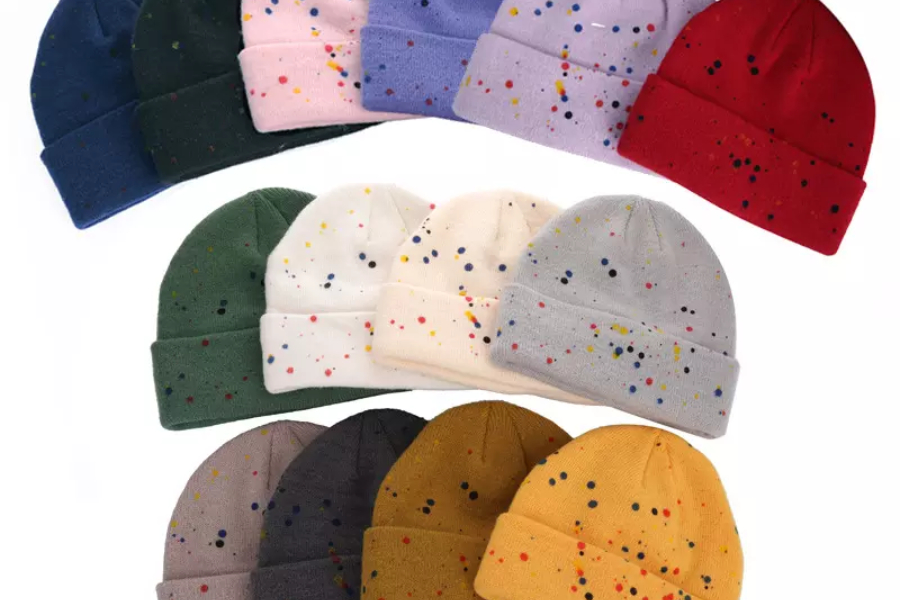 A selection of warm winter beanies in different colors