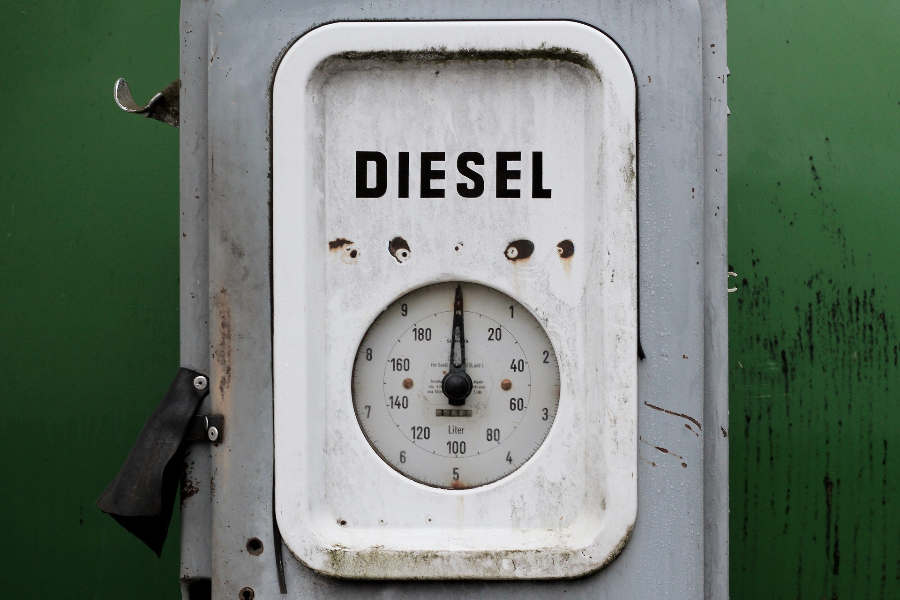 Diesel fuel tank engraved word